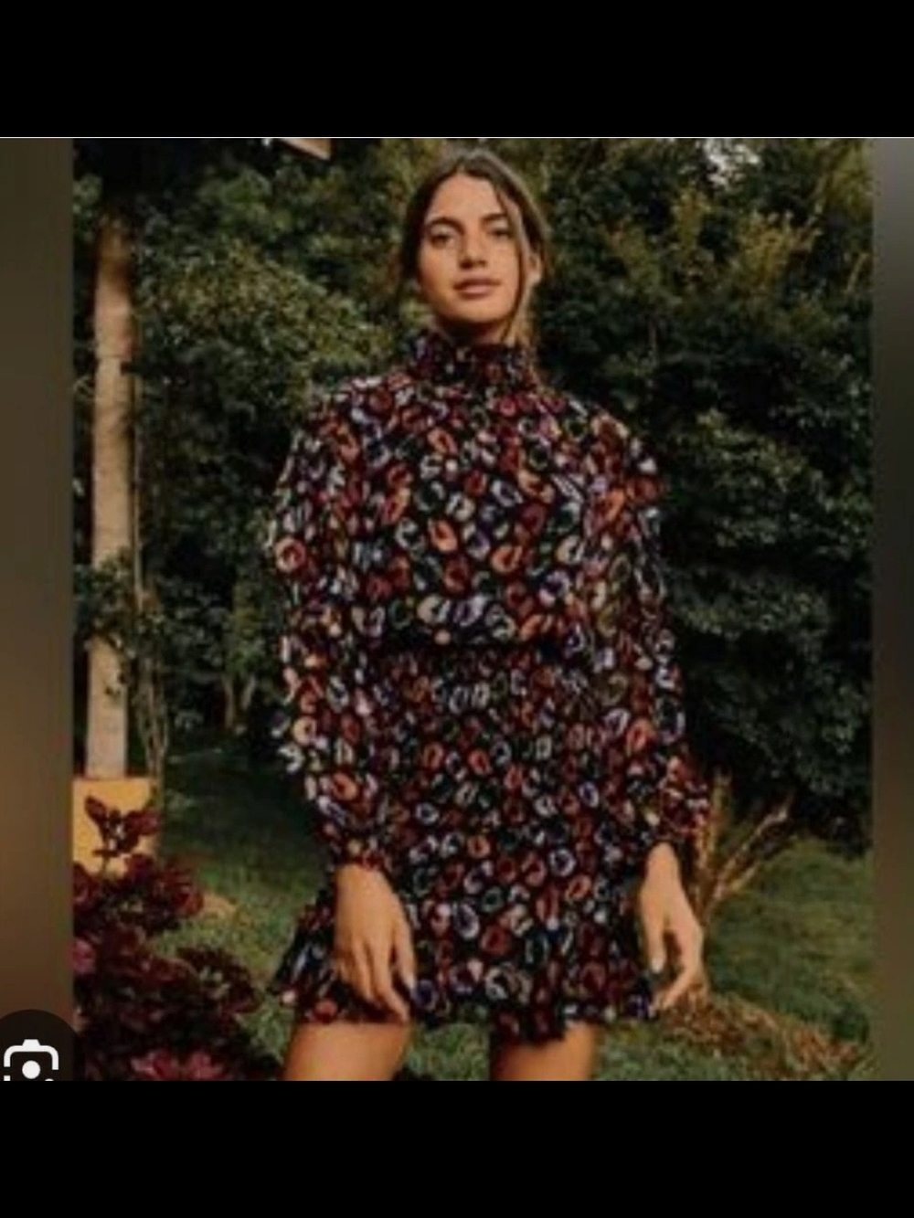 Farm Rio Floral Leopard Print Long Sleeve Dress